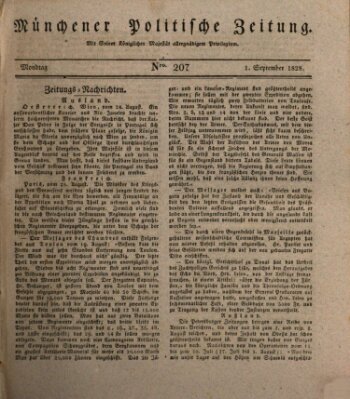 Münchener politische Zeitung (Süddeutsche Presse) Montag 1. September 1828