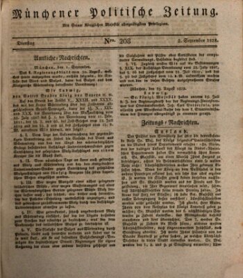 Münchener politische Zeitung (Süddeutsche Presse) Dienstag 2. September 1828