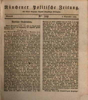 Münchener politische Zeitung (Süddeutsche Presse) Mittwoch 3. September 1828