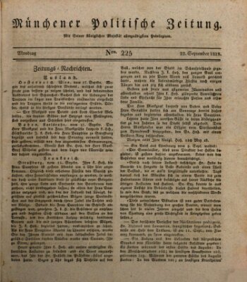 Münchener politische Zeitung (Süddeutsche Presse) Montag 22. September 1828