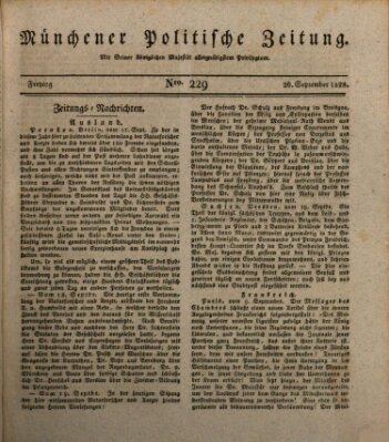 Münchener politische Zeitung (Süddeutsche Presse) Freitag 26. September 1828