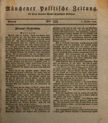 Münchener politische Zeitung (Süddeutsche Presse) Mittwoch 1. Oktober 1828