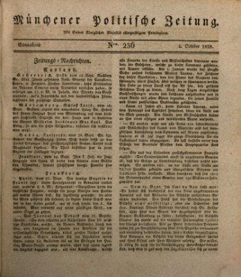 Münchener politische Zeitung (Süddeutsche Presse) Samstag 4. Oktober 1828