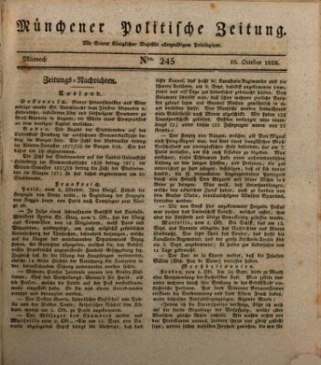 Münchener politische Zeitung (Süddeutsche Presse) Mittwoch 15. Oktober 1828