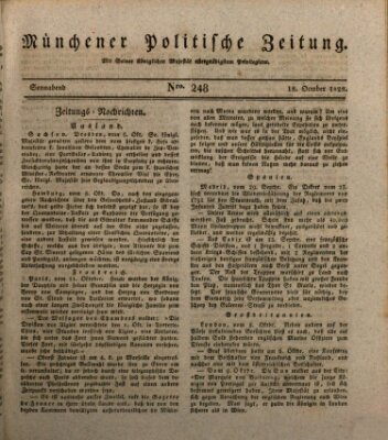 Münchener politische Zeitung (Süddeutsche Presse) Samstag 18. Oktober 1828