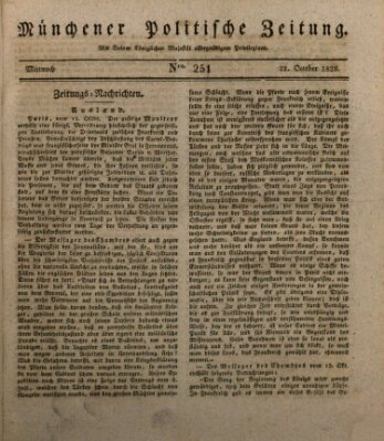 Münchener politische Zeitung (Süddeutsche Presse) Mittwoch 22. Oktober 1828