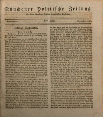 Münchener politische Zeitung (Süddeutsche Presse) Samstag 1. November 1828