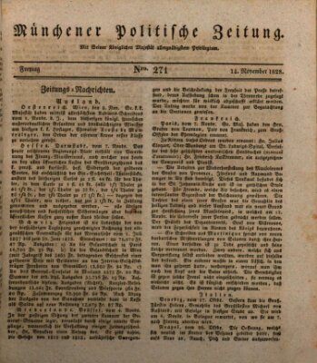 Münchener politische Zeitung (Süddeutsche Presse) Freitag 14. November 1828