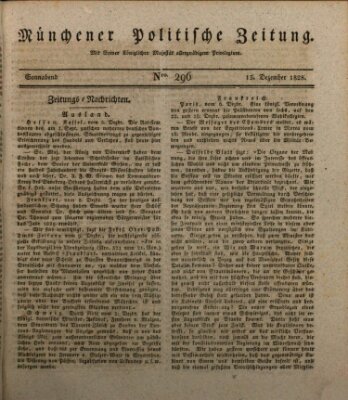 Münchener politische Zeitung (Süddeutsche Presse) Samstag 13. Dezember 1828