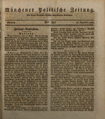 Münchener politische Zeitung (Süddeutsche Presse) Donnerstag 25. Dezember 1828