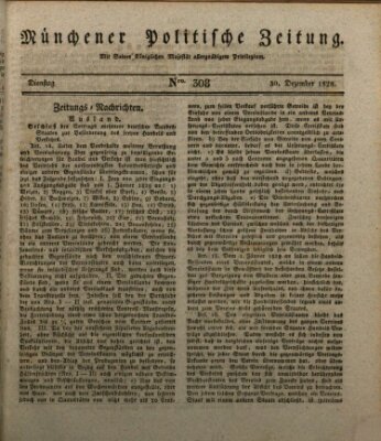 Münchener politische Zeitung (Süddeutsche Presse) Dienstag 30. Dezember 1828