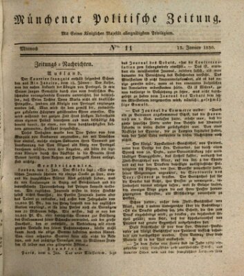 Münchener politische Zeitung (Süddeutsche Presse) Mittwoch 13. Januar 1830