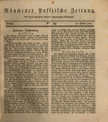 Münchener politische Zeitung (Süddeutsche Presse) Freitag 22. Januar 1830