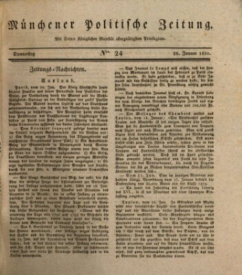 Münchener politische Zeitung (Süddeutsche Presse) Donnerstag 28. Januar 1830