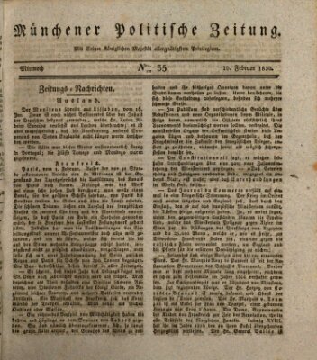 Münchener politische Zeitung (Süddeutsche Presse) Mittwoch 10. Februar 1830