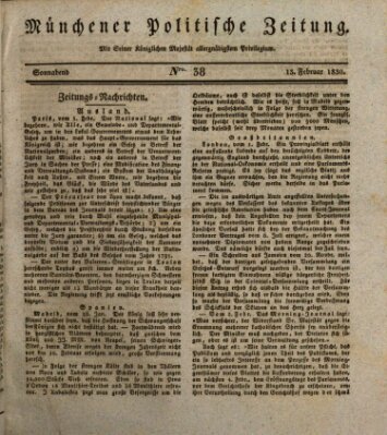 Münchener politische Zeitung (Süddeutsche Presse) Samstag 13. Februar 1830