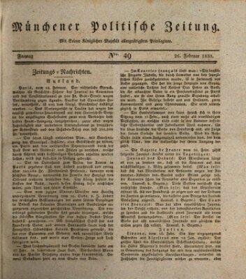 Münchener politische Zeitung (Süddeutsche Presse) Freitag 26. Februar 1830