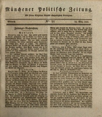 Münchener politische Zeitung (Süddeutsche Presse) Mittwoch 24. März 1830