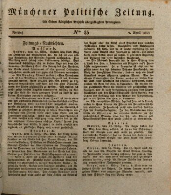 Münchener politische Zeitung (Süddeutsche Presse) Freitag 9. April 1830