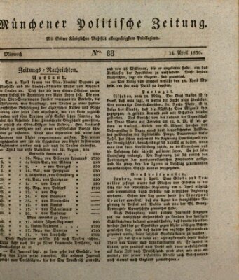 Münchener politische Zeitung (Süddeutsche Presse) Mittwoch 14. April 1830