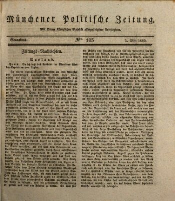 Münchener politische Zeitung (Süddeutsche Presse) Samstag 1. Mai 1830