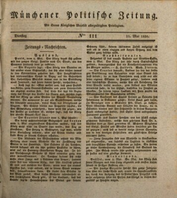 Münchener politische Zeitung (Süddeutsche Presse) Dienstag 11. Mai 1830