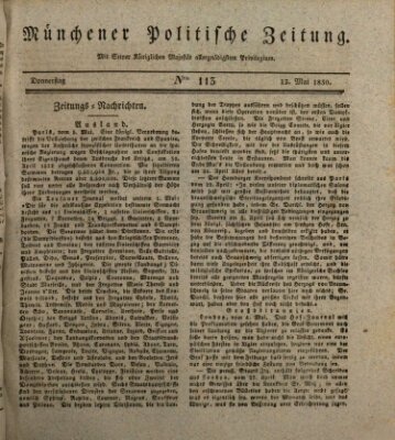 Münchener politische Zeitung (Süddeutsche Presse) Donnerstag 13. Mai 1830