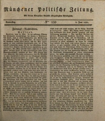 Münchener politische Zeitung (Süddeutsche Presse) Donnerstag 3. Juni 1830