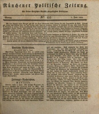 Münchener politische Zeitung (Süddeutsche Presse) Montag 7. Juni 1830