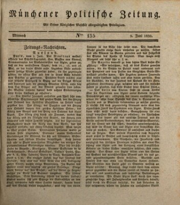 Münchener politische Zeitung (Süddeutsche Presse) Mittwoch 9. Juni 1830