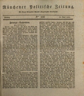 Münchener politische Zeitung (Süddeutsche Presse) Freitag 11. Juni 1830