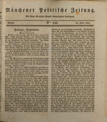 Münchener politische Zeitung (Süddeutsche Presse) Freitag 25. Juni 1830