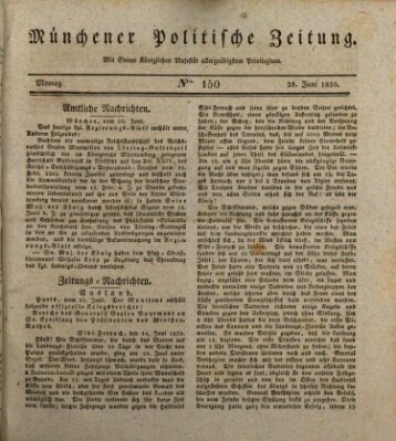 Münchener politische Zeitung (Süddeutsche Presse) Montag 28. Juni 1830