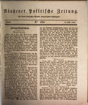 Münchener politische Zeitung (Süddeutsche Presse) Mittwoch 14. Juli 1830