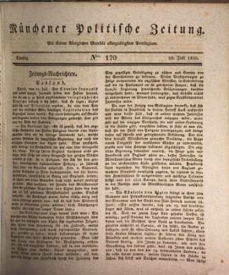 Münchener politische Zeitung (Süddeutsche Presse) Dienstag 20. Juli 1830