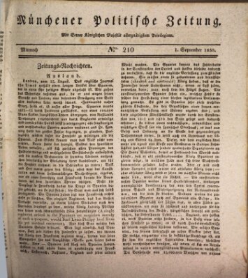 Münchener politische Zeitung (Süddeutsche Presse) Mittwoch 1. September 1830