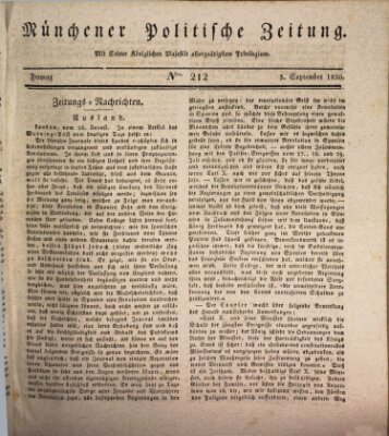 Münchener politische Zeitung (Süddeutsche Presse) Freitag 3. September 1830