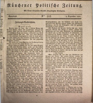 Münchener politische Zeitung (Süddeutsche Presse) Samstag 4. September 1830