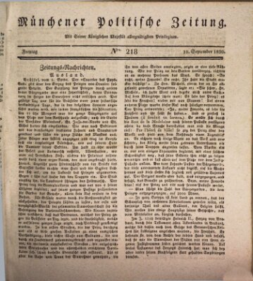Münchener politische Zeitung (Süddeutsche Presse) Freitag 10. September 1830