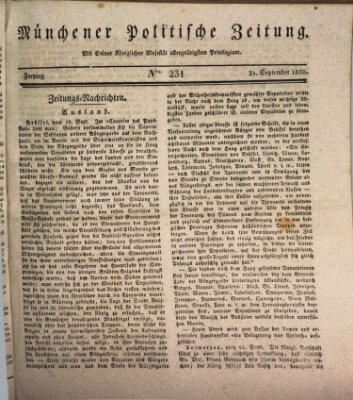 Münchener politische Zeitung (Süddeutsche Presse) Freitag 24. September 1830