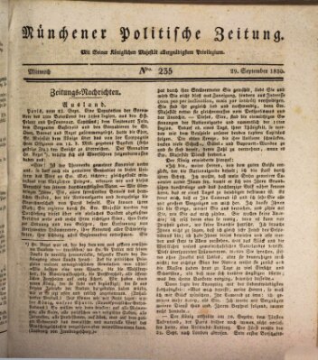 Münchener politische Zeitung (Süddeutsche Presse) Mittwoch 29. September 1830