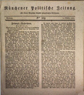 Münchener politische Zeitung (Süddeutsche Presse) Sonntag 3. Oktober 1830