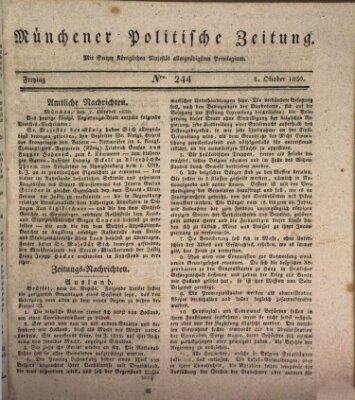 Münchener politische Zeitung (Süddeutsche Presse) Freitag 8. Oktober 1830