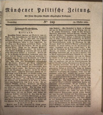 Münchener politische Zeitung (Süddeutsche Presse) Donnerstag 14. Oktober 1830