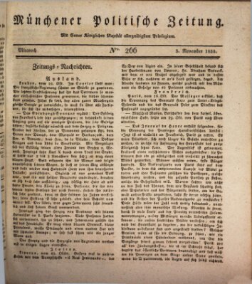 Münchener politische Zeitung (Süddeutsche Presse) Mittwoch 3. November 1830