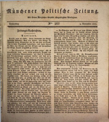 Münchener politische Zeitung (Süddeutsche Presse) Donnerstag 4. November 1830