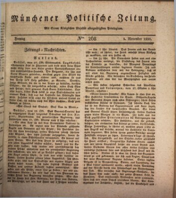 Münchener politische Zeitung (Süddeutsche Presse) Freitag 5. November 1830