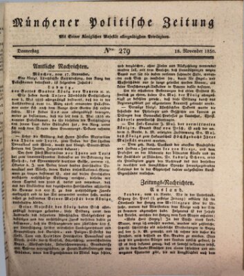 Münchener politische Zeitung (Süddeutsche Presse) Donnerstag 18. November 1830