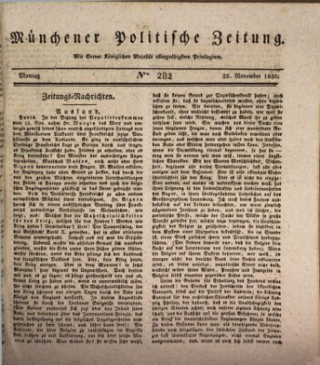 Münchener politische Zeitung (Süddeutsche Presse) Montag 22. November 1830