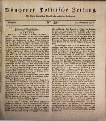 Münchener politische Zeitung (Süddeutsche Presse) Mittwoch 24. November 1830